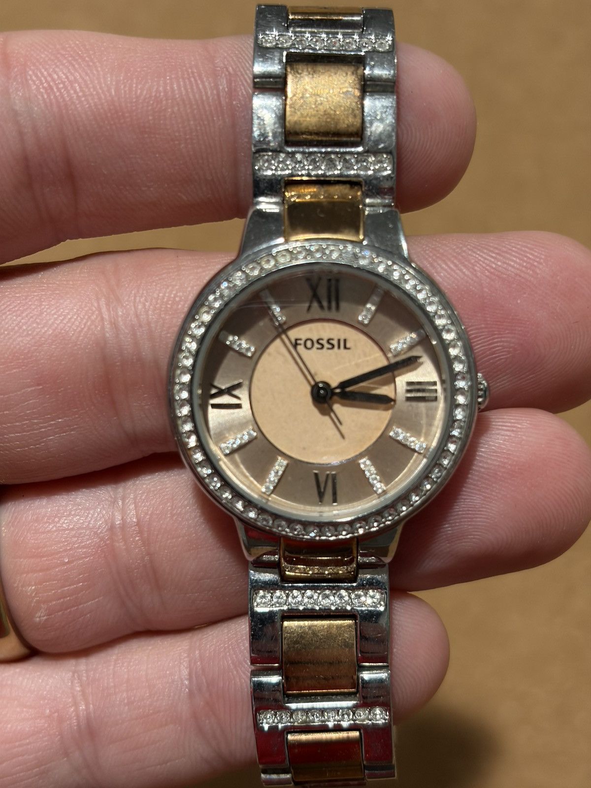 Fossil Fossil Womens Watch Champagne Dial Crystal Bezel Bracelet Size ONE SIZE - 2 Thumbnail