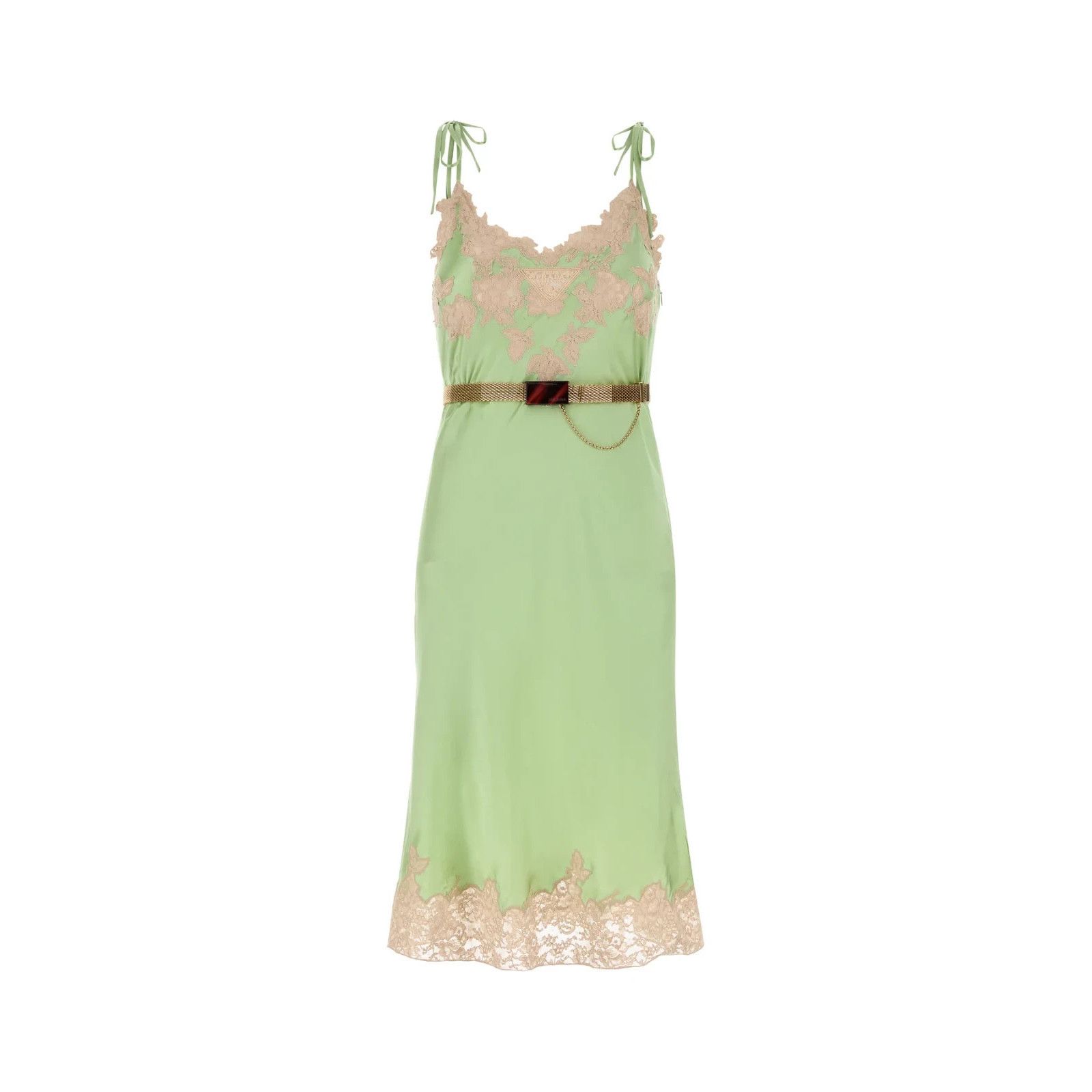 prada green silk dress PRADA: Women's Satin Midi Skirt (Green)