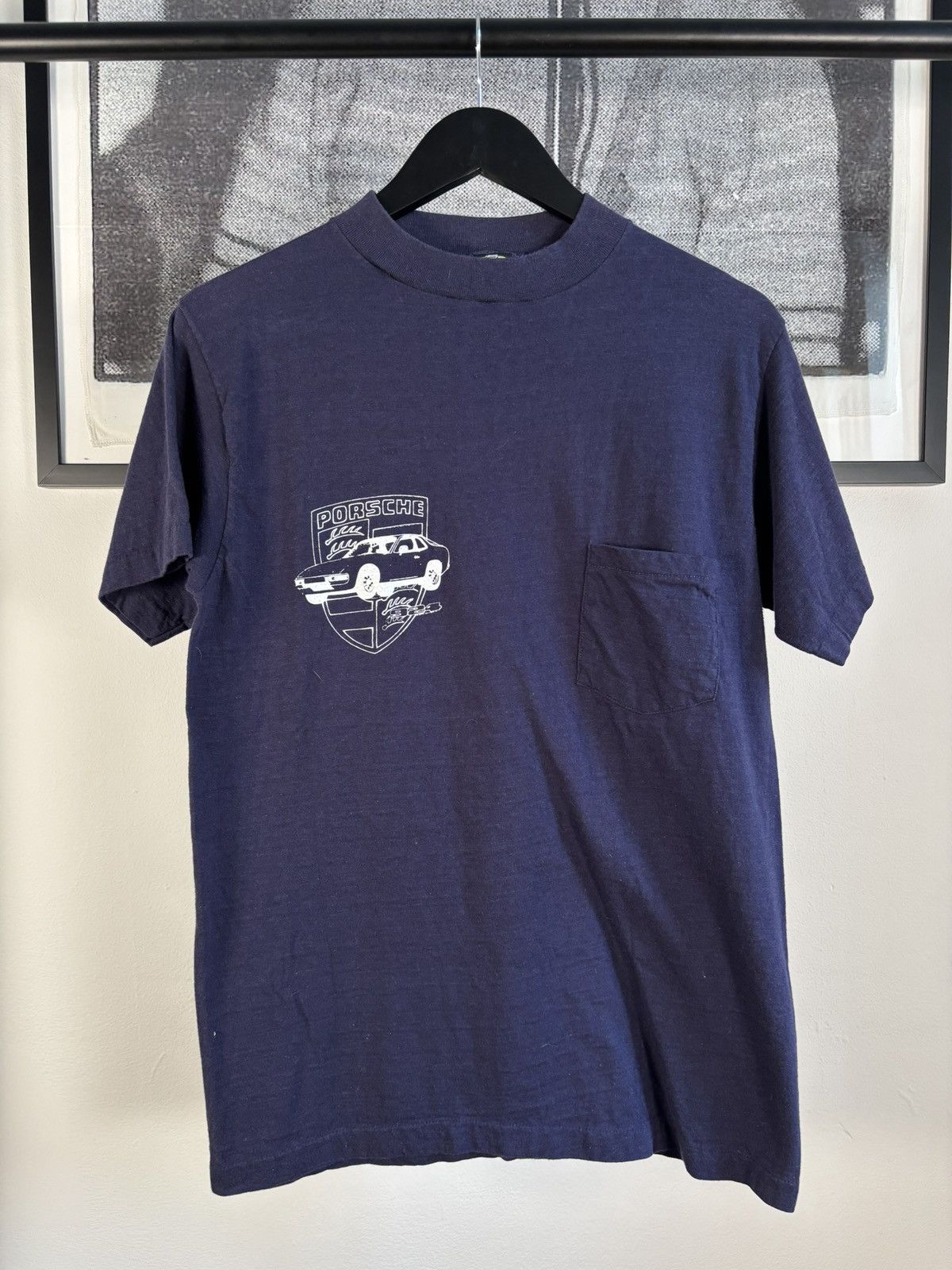 Vintage 🏎️VINTAGE GRAIL🏎️1980s SLIM PORSCHE POCKET TEE Size US L / EU 52-54 / 3 - 2 Thumbnail