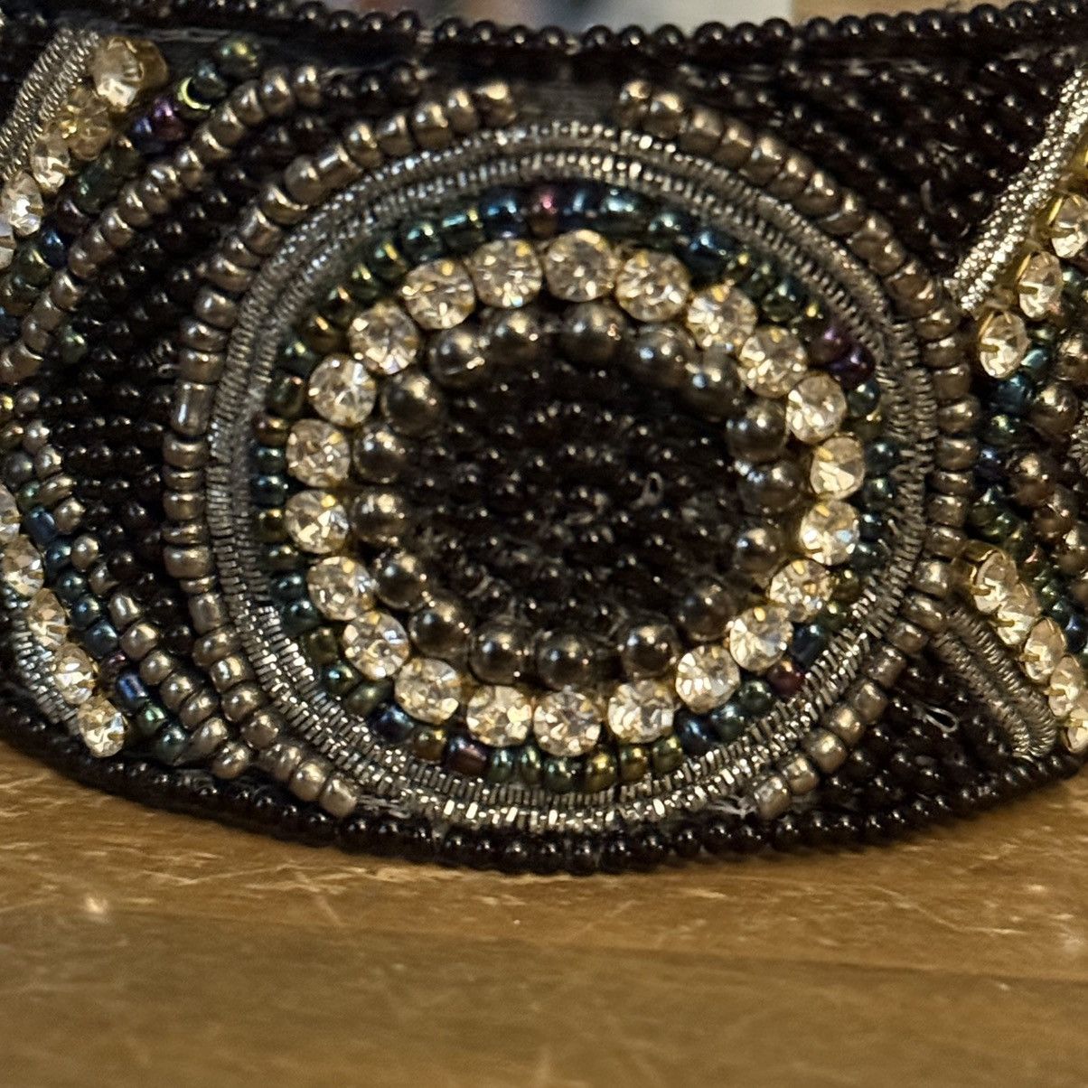 Other Handmade black and gold beaded rhinestone wide cuff bracelet Size ONE SIZE - 3 Thumbnail