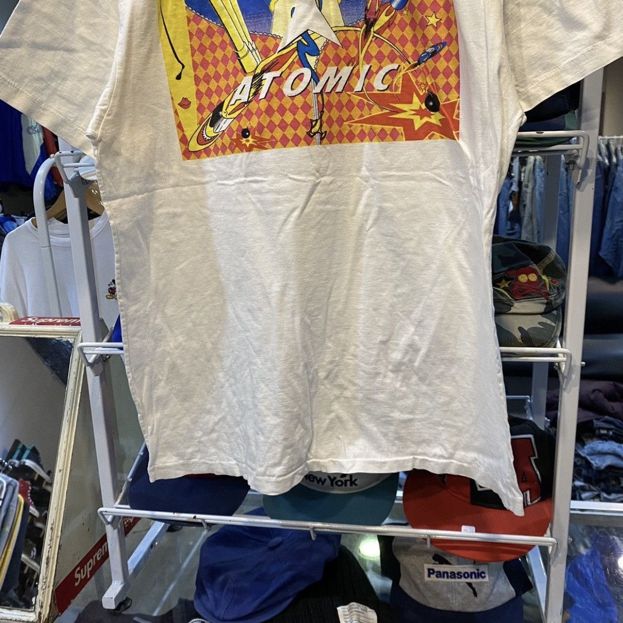 Atomic Vintage 90s Atomic Age Graphic Tee – Retro Kitsch Rocket Art Size US L / EU 52-54 / 3 - 4 Thumbnail