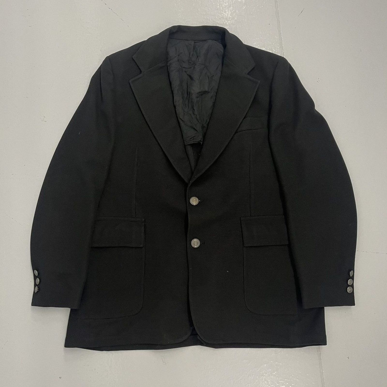 Other Vintage 50s Black Wool Pattern 2-Button Suit Jacket Size 46L - 1 Thumbnail