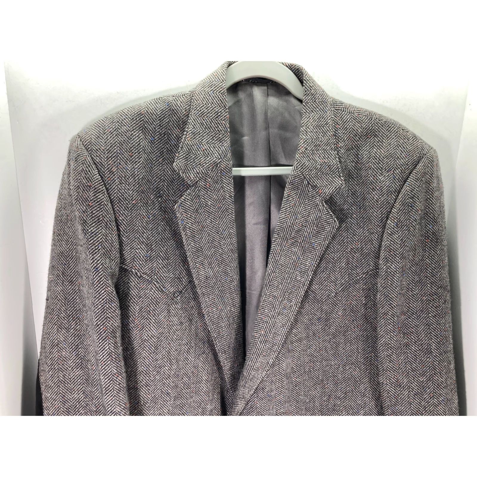 Vintage VINTAGE Circle S Dallas Texas Western Blazer Sportcoat Mens 42L Gray Herringbone Wool Size 42R - 4 Thumbnail