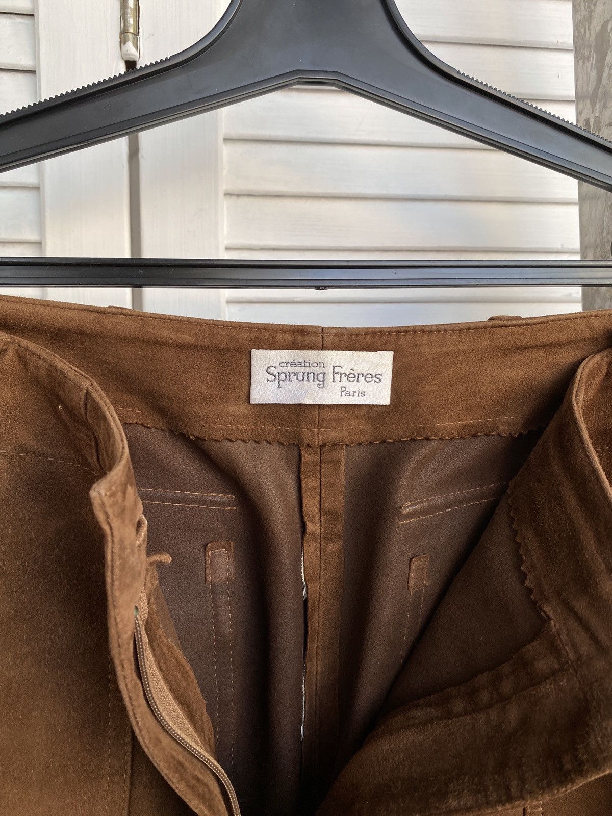 Designer × Vintage Vintage Sprung Freres Luxury Suede Leather Wide Leg Pants Size 27" / US 4 / IT 40 - 5 Thumbnail