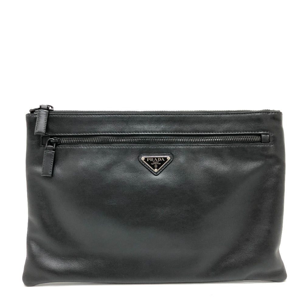 Prada Prada Triangle Logo With Straps Briefcase Clutch Bag Leather Men Size ONE SIZE - 1 Thumbnail