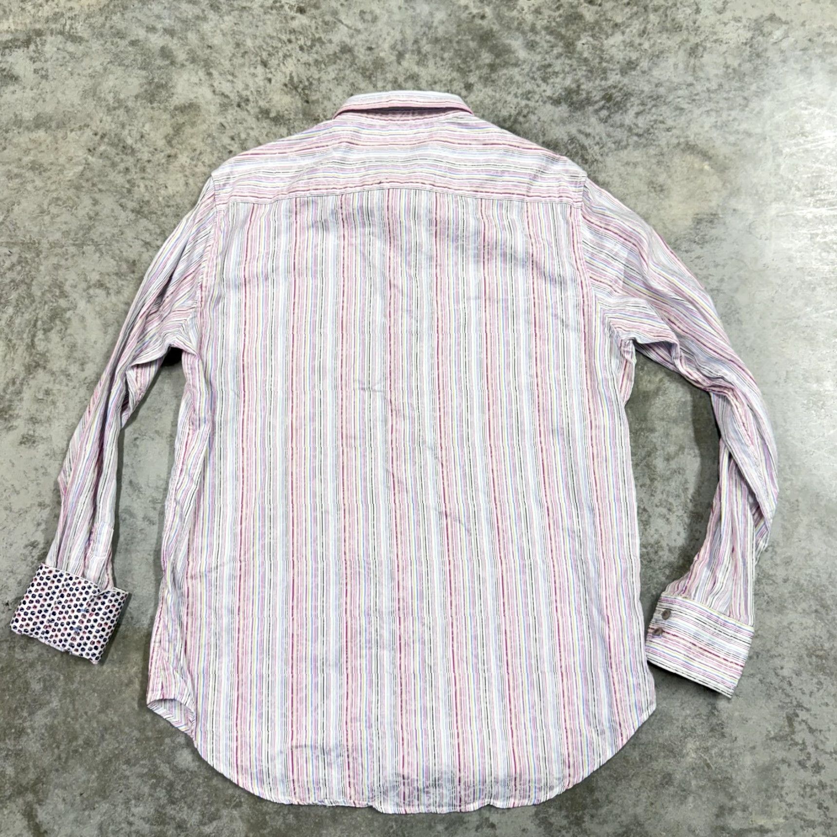 Robert Graham Robert Graham Shirt Mens Medium White Stripe Long Sleeve Button Up Contrast Cuff Size US M / EU 48-50 / 2 - 7 Thumbnail
