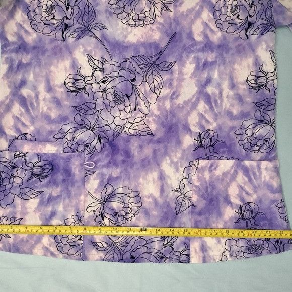 Other GT Performance Womens Medium Scrub Top Purple White Med Flor Size M / US 6-8 / IT 42-44 - 6 Thumbnail