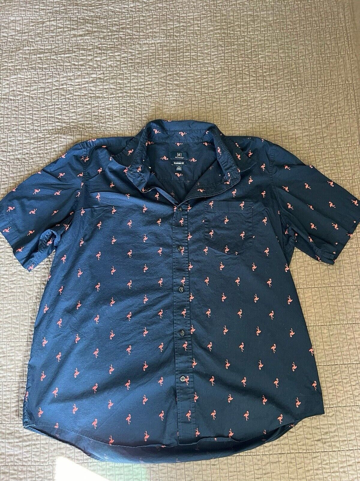 George George classic fit men's navy blue pink flamingos size XL Size US XXL / EU 58 / 5 - 1 Thumbnail