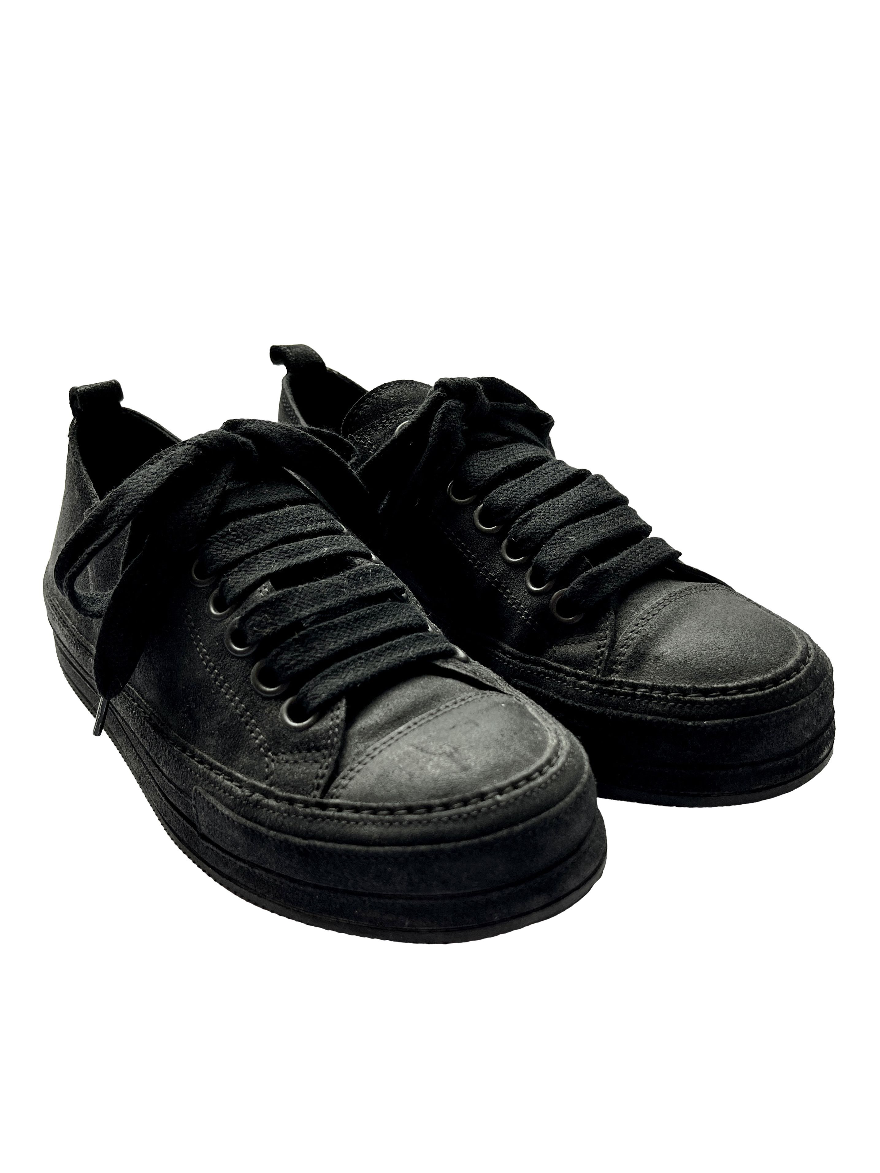 image of Ann Demeulemeester Suede Low-Top Sneakers in Black, Women's (Size 7)