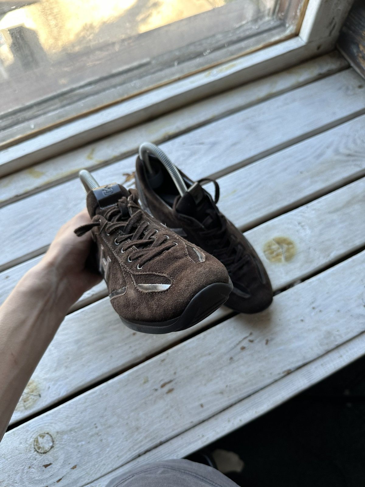 Hogan 🚨HOGAN REBEL LOW SNEAKERS BIG LOGO Y2K BROWN RARE LUXURY Size US 8 / IT 38 - 12 Thumbnail