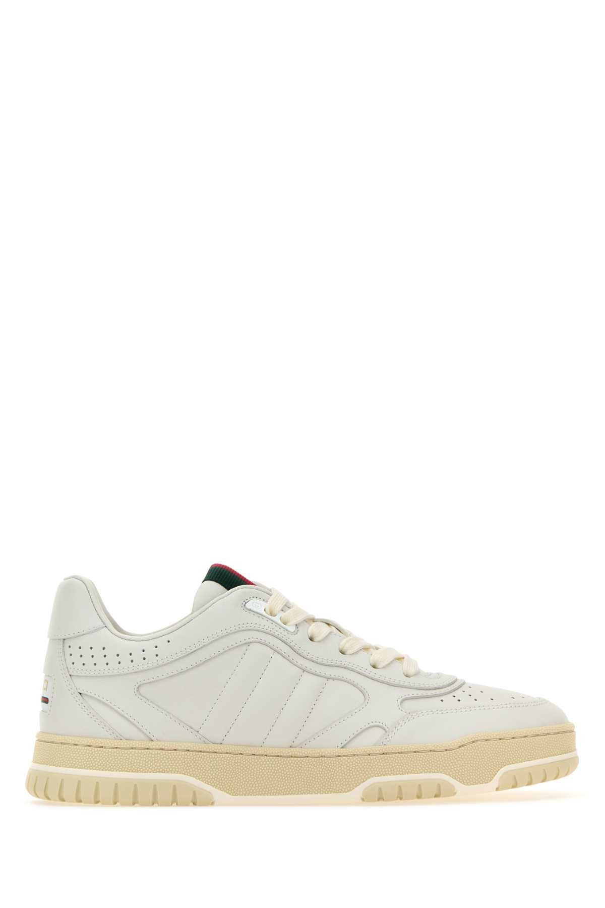 image of Gucci White Leather Re-Web Sneakers, Women's (Size 9)
