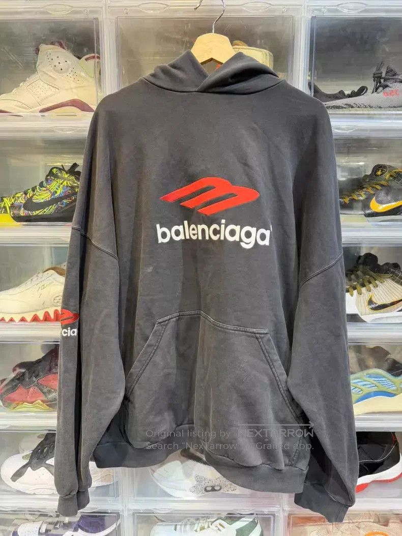Balenciaga Balenciaga Letter Long Sleeve Hoodie Black Gray Size US XL / EU 56 / 4 - 1 Thumbnail