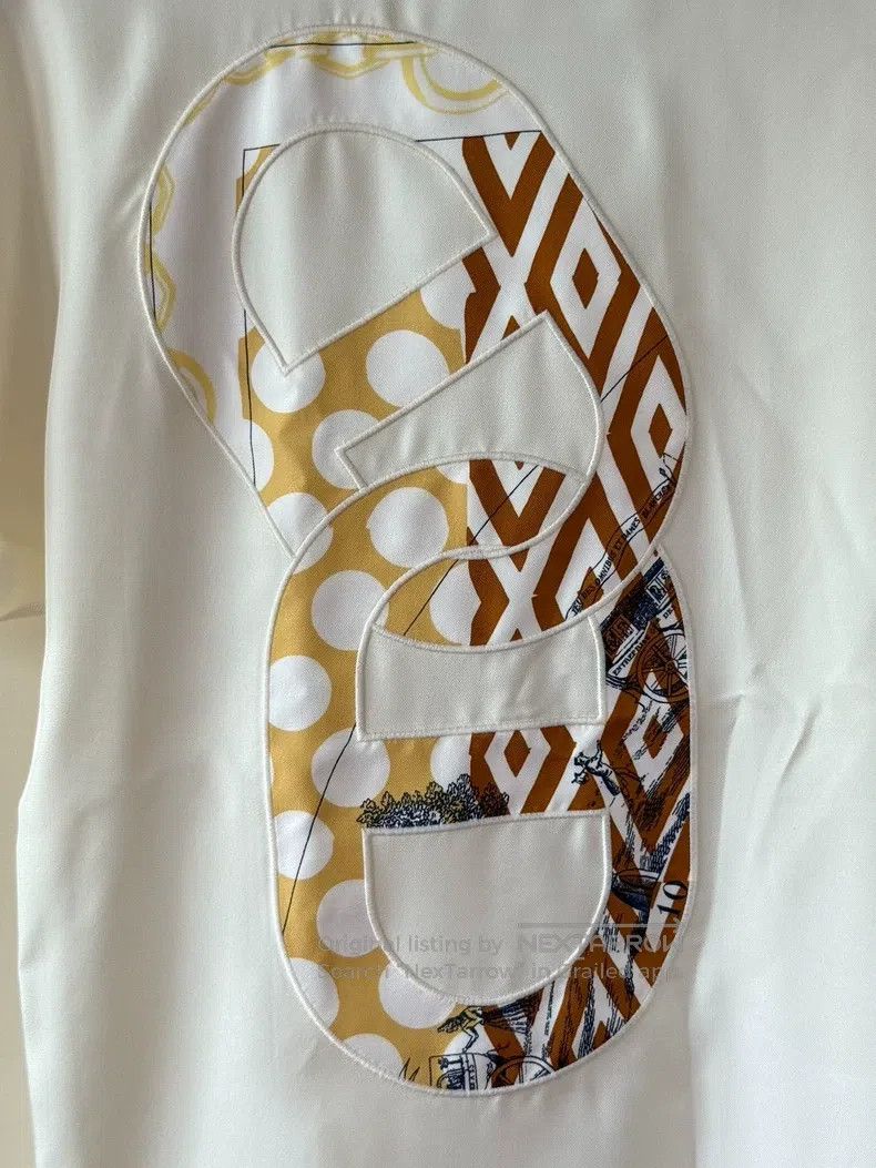 Hermes Hermes silk short sleeve T-shirt, cream white with gold pr Size XS / US 0-2 / IT 36-38 - 4 Thumbnail