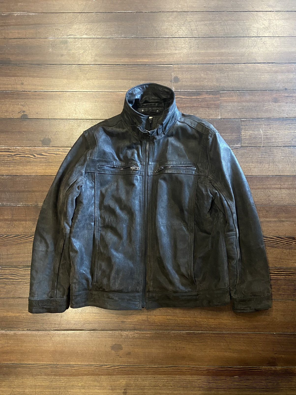 Le Grande Bleu L.G.B. Le Grande Bleu L.G.B S Biker Leather Jacket Grailed