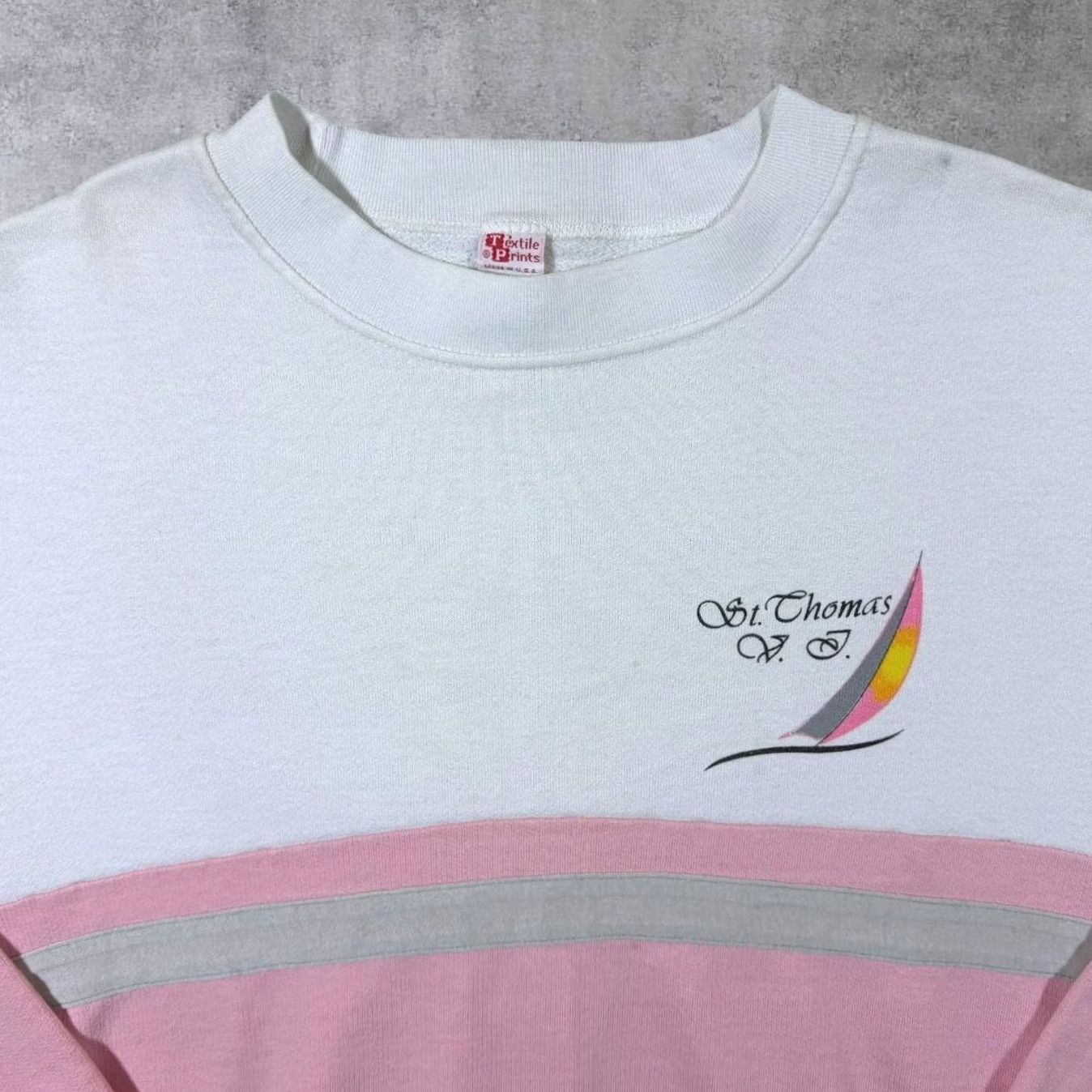 Vintage Vintage 90's St. Thomas Made In USA Tourist Graphic White Pink Sweatshirt Small Size US S / EU 44-46 / 1 - 4 Thumbnail