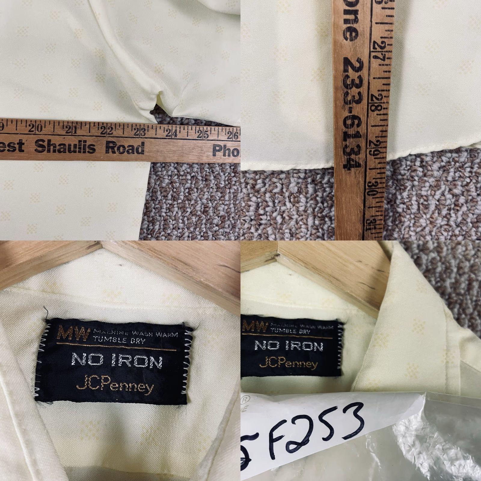 JCPenney VINTAGE Shirt Mens 18 70s Knit Dagger Rockabilly Club Disco Button Retro F253 Geometric Short Sleeve Collared Button-Up Size US XXL / EU 58 / 5 - 8 Thumbnail