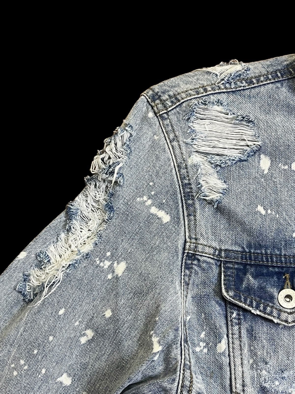 Japanese Brand SICK Y2K VENCE EXCHANGE SUPER DISTRESSED PUNK DENIM JACKET Size US M / EU 48-50 / 2 - 7 Thumbnail