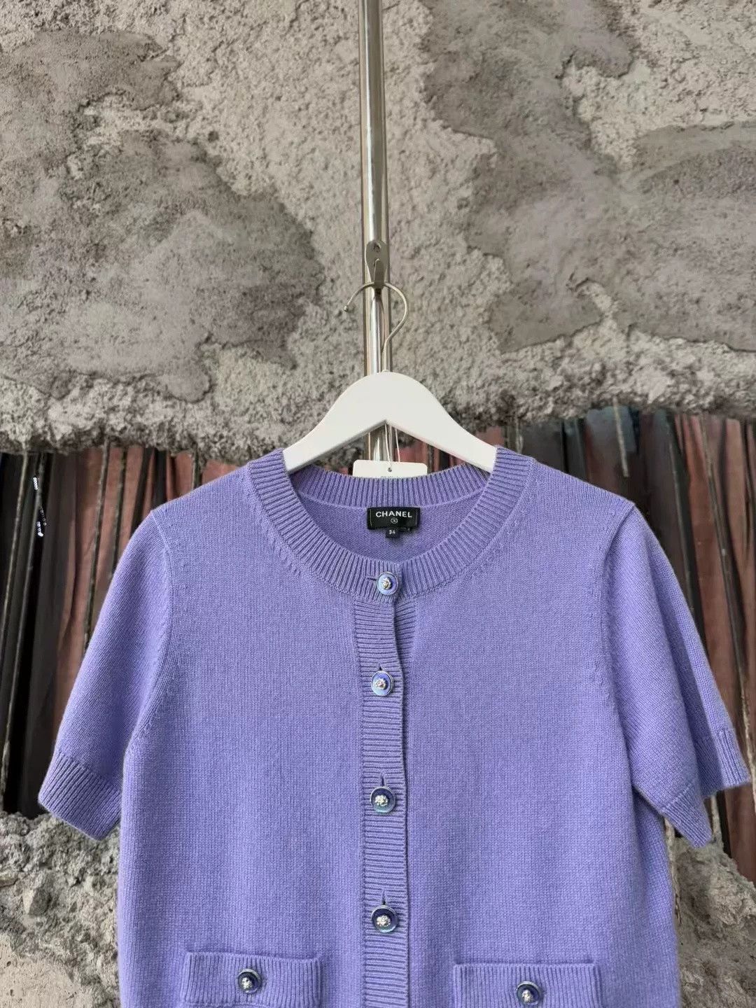Chanel Chanel Purple Short-Sleeve Knit Cardigan Size US S / EU 44-46 / 1 - 3 Thumbnail