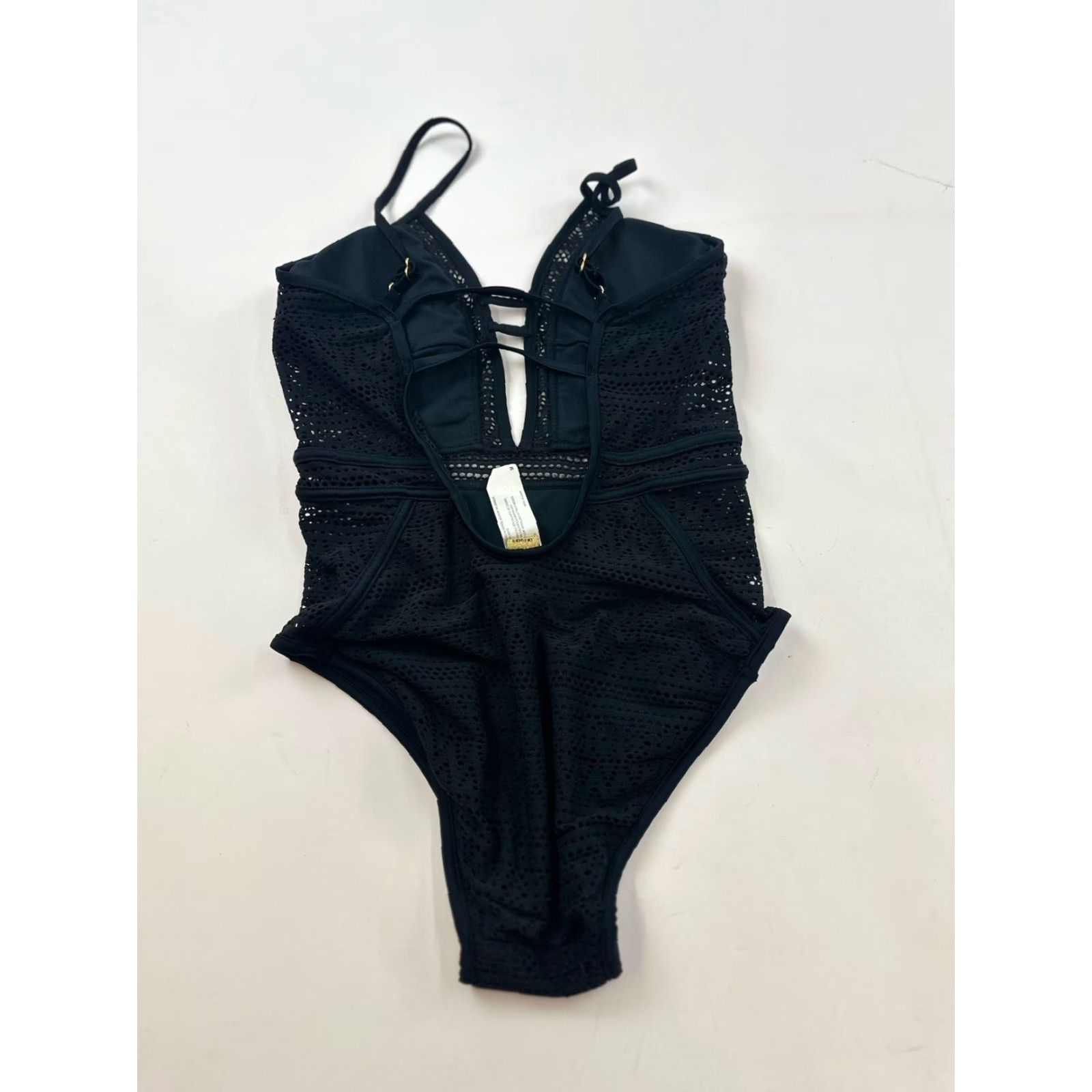 Vintage Ninety Six Degrees One Piece Women M Black Deep Plunge Cheeky Beach Vacation Sexy Size ONE SIZE - 2 Thumbnail