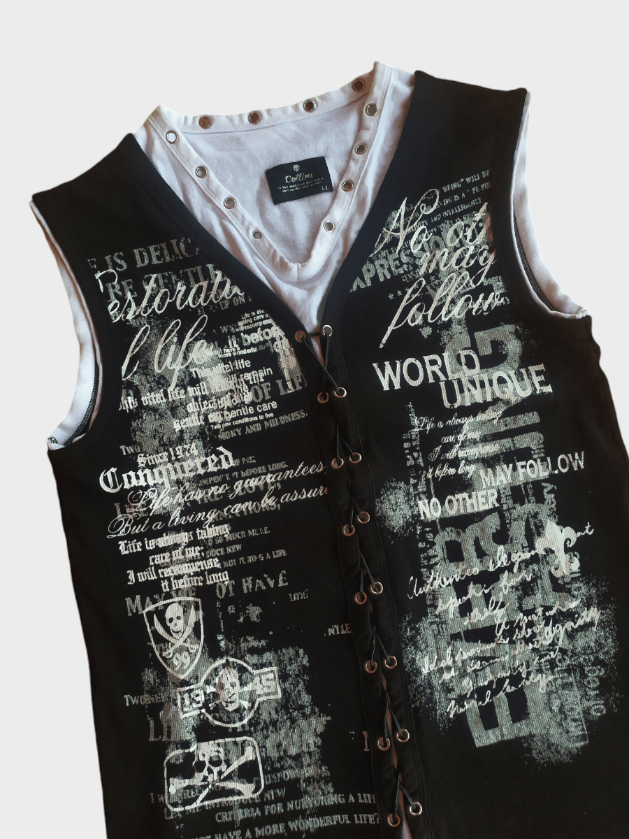 If Six Was Nine × Japanese Brand × Le Grande Bleu (L.G.B.) Collins Poem laces Sleeveless Size US L / EU 52-54 / 3 - 2 Thumbnail