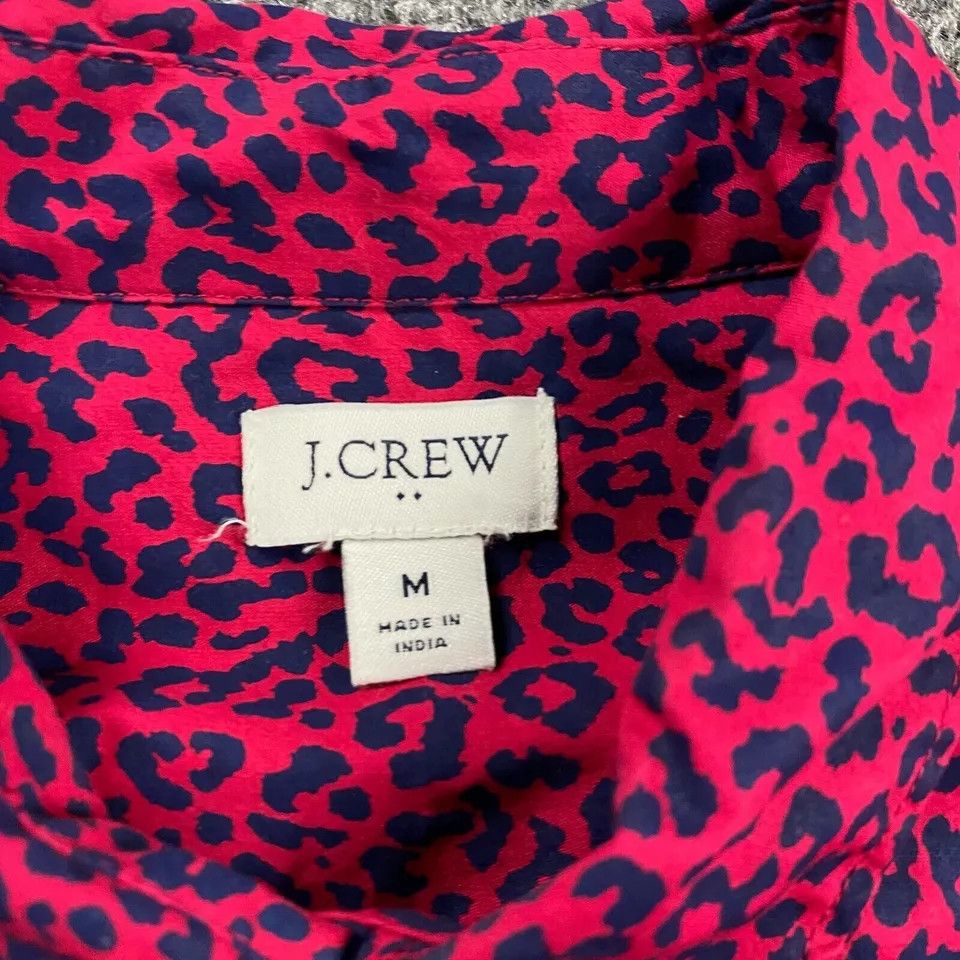 J.Crew J Crew Top Women's Medium Hot Pink Cheetah Print Button Up Size M / US 6-8 / IT 42-44 - 2 Thumbnail