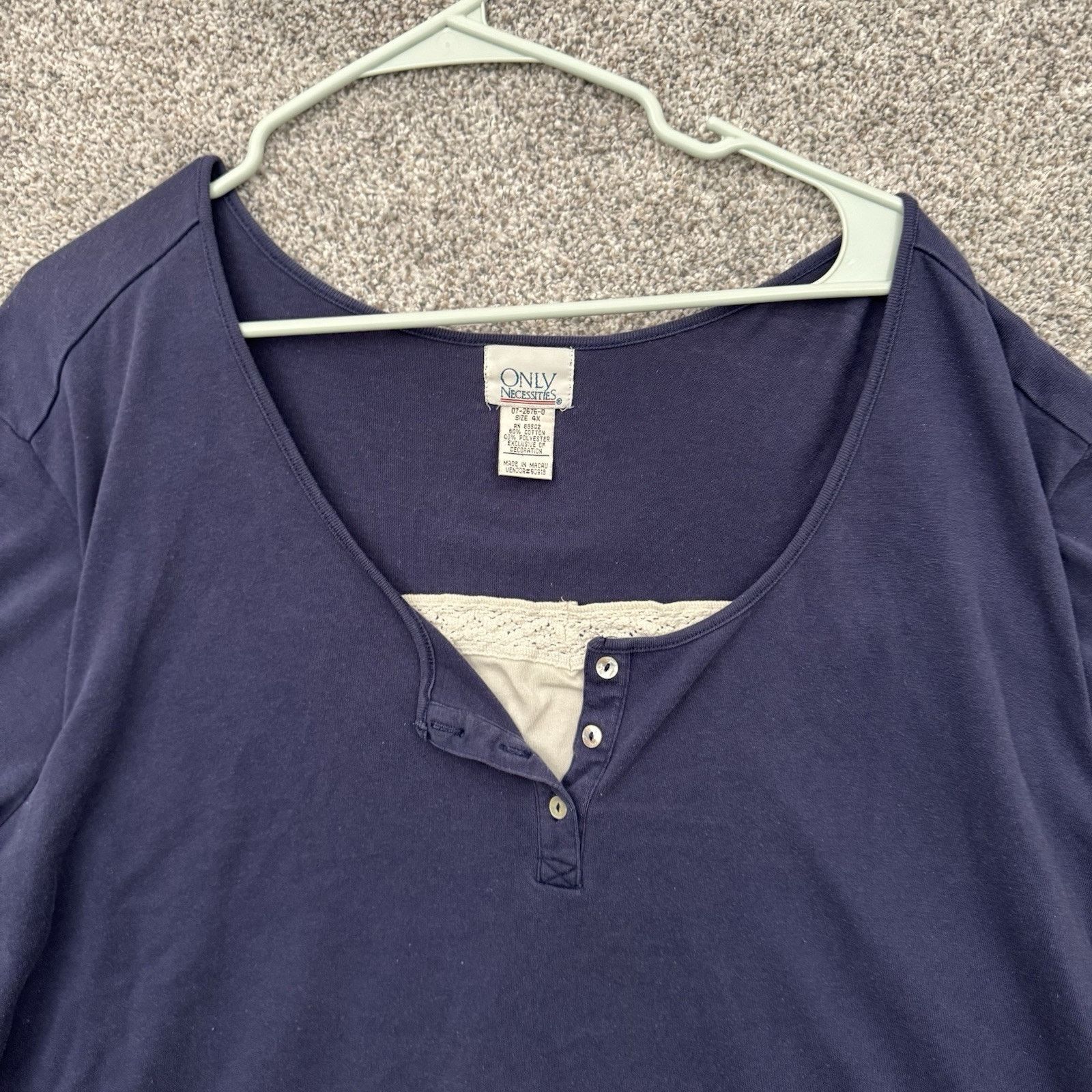 Other Henley Top Womens Plus 4X Romantic Grandmacore Cottagecore Size 4XL / US 24-26 - 2 Thumbnail