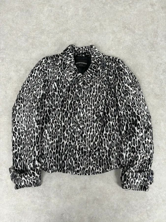 Emporio Armani AW2010 Emporio Armani Black White Leopard Print Cozy Biker Jacket Size S / US 4 / IT 40 - 3 Thumbnail