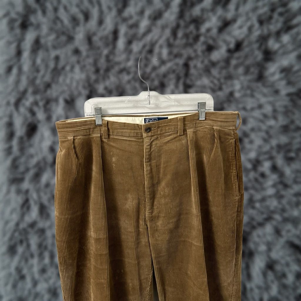 Polo Ralph Lauren VTG Polo Ralph Lauren Andrew Pants Mens 40x32 Tan Corduroy Pleated Zipper Button Trousers Wool? Size US L / EU 52-54 / 3 - 1 Thumbnail