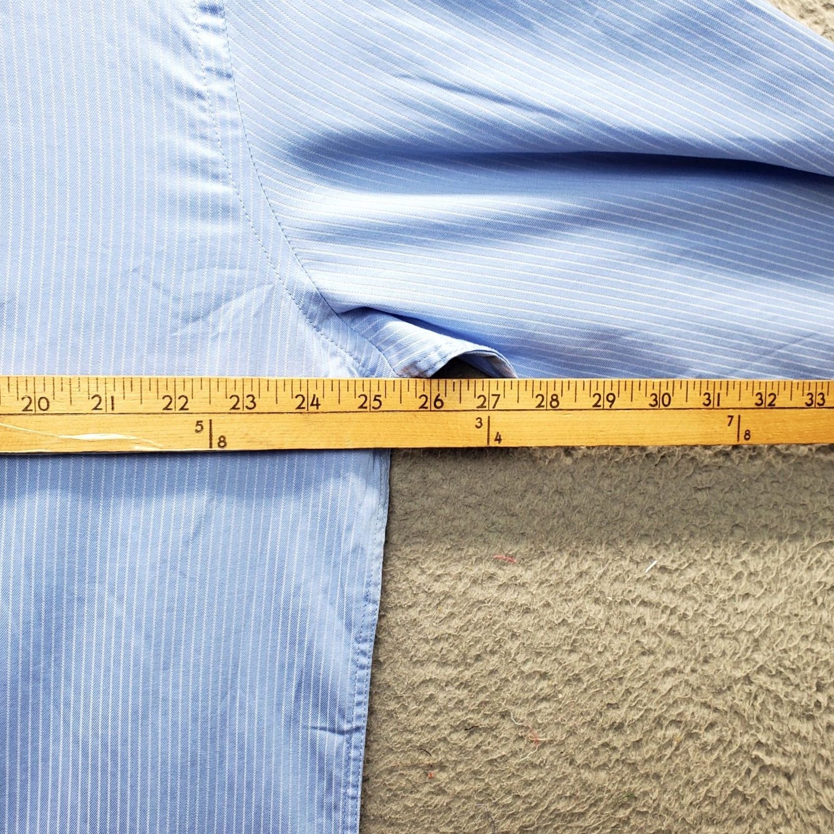 Van Heusen Van Heusen Dress Shirt Mens XL Blue Striped Flex Natural Stretch Stay Put Collar Shirt Size 46R - 4 Thumbnail
