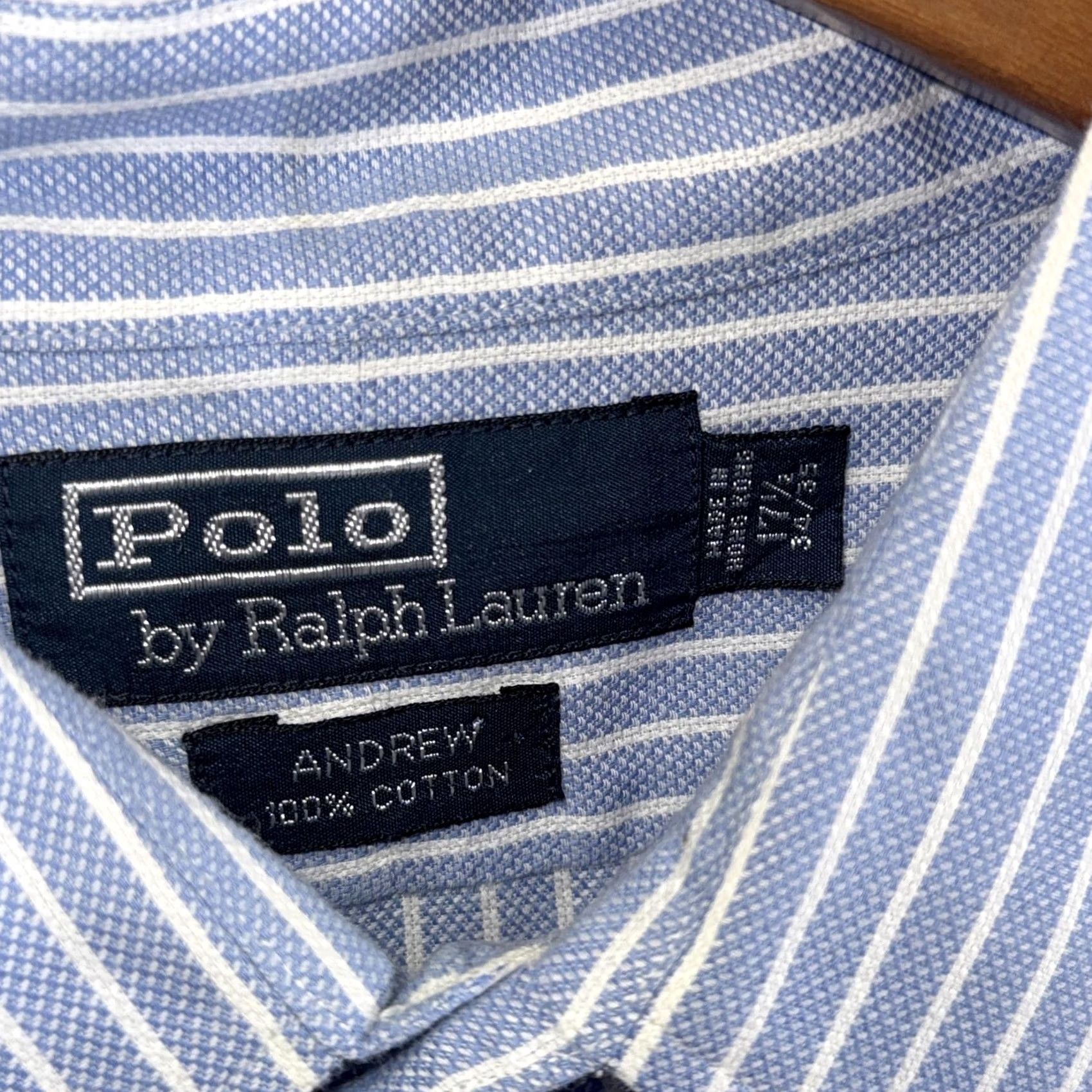 Polo Ralph Lauren Polo Ralph Lauren Shirt Mens XL Blue White Stripe Andrew 100% Cotton Long Sleeve Dress Shirt Size US XL / EU 56 / 4 - 4 Thumbnail