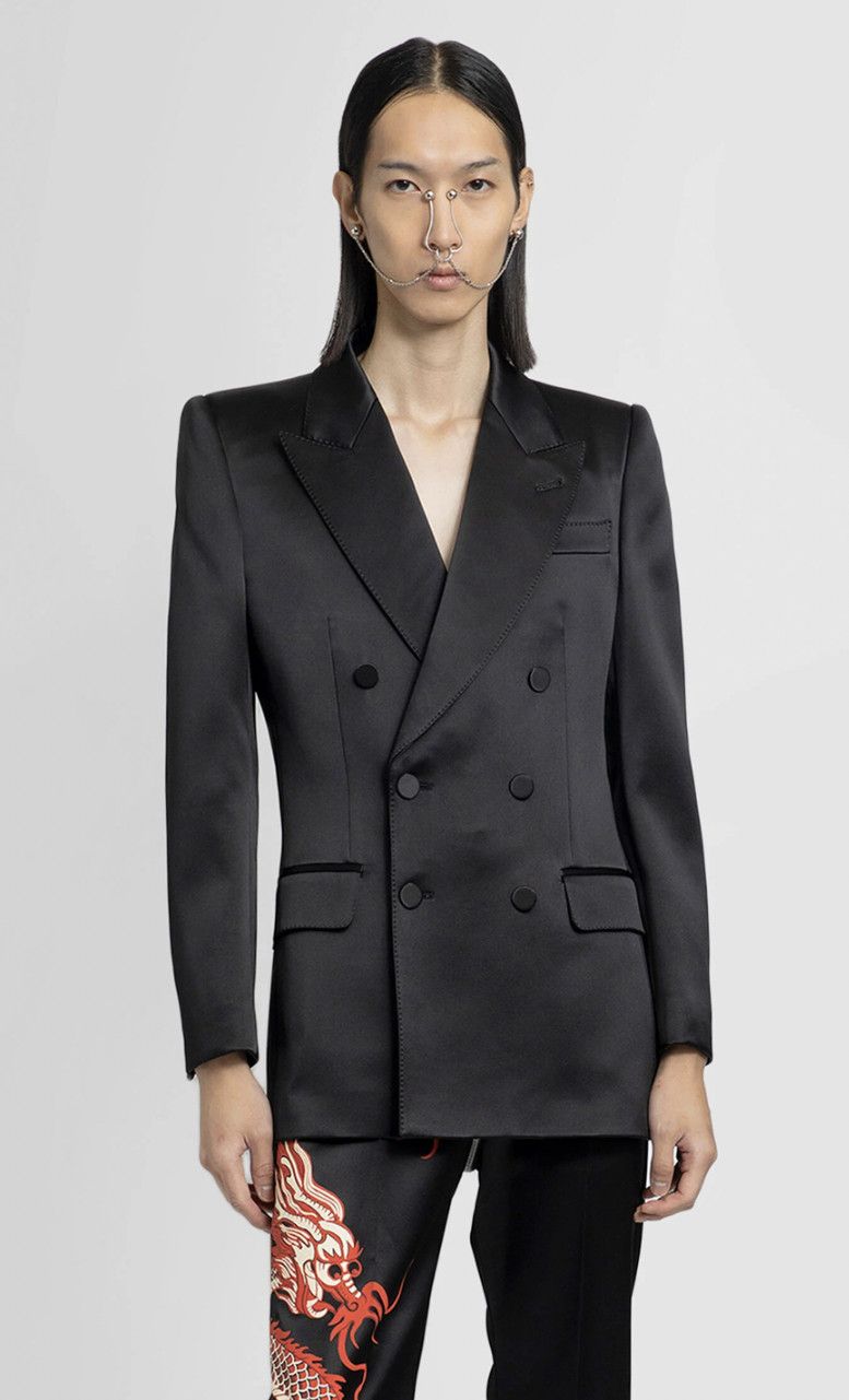 image of Gucci Black Double-Breasted Blazer, Men's (Size 52L)