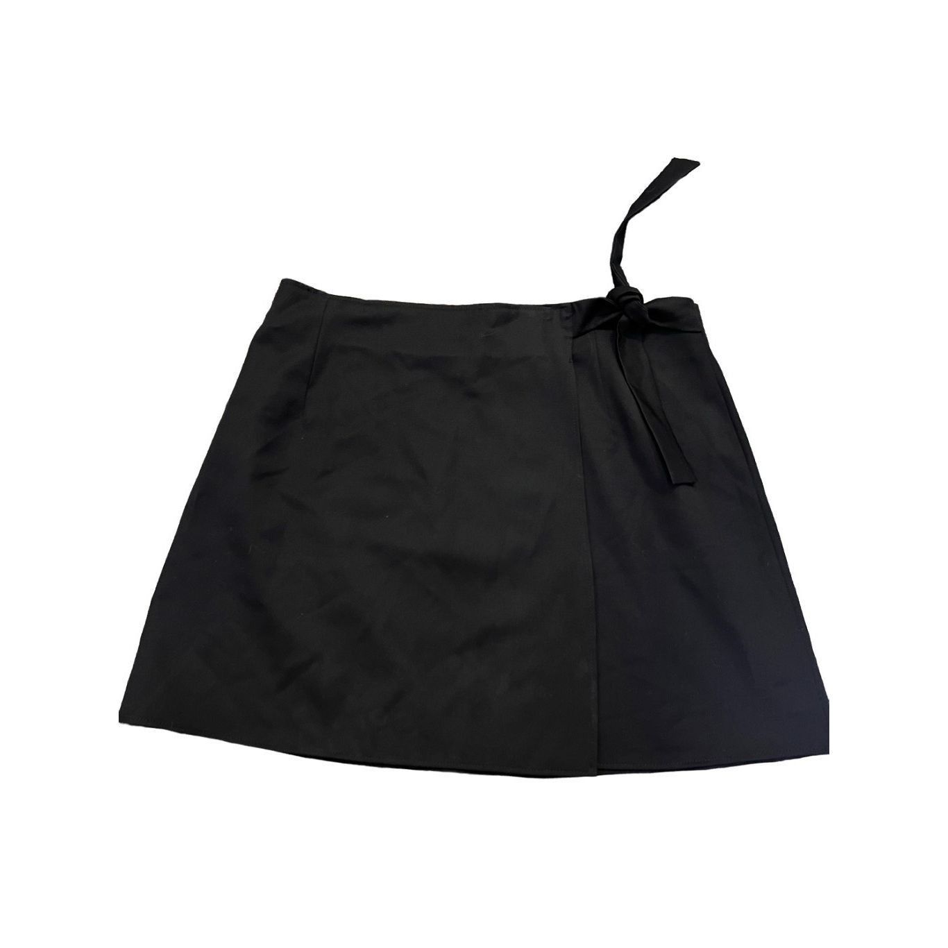 image of Unbrnd Genny Wrap Wool Black Mini Skirt Made In Italy Size 8, Women's