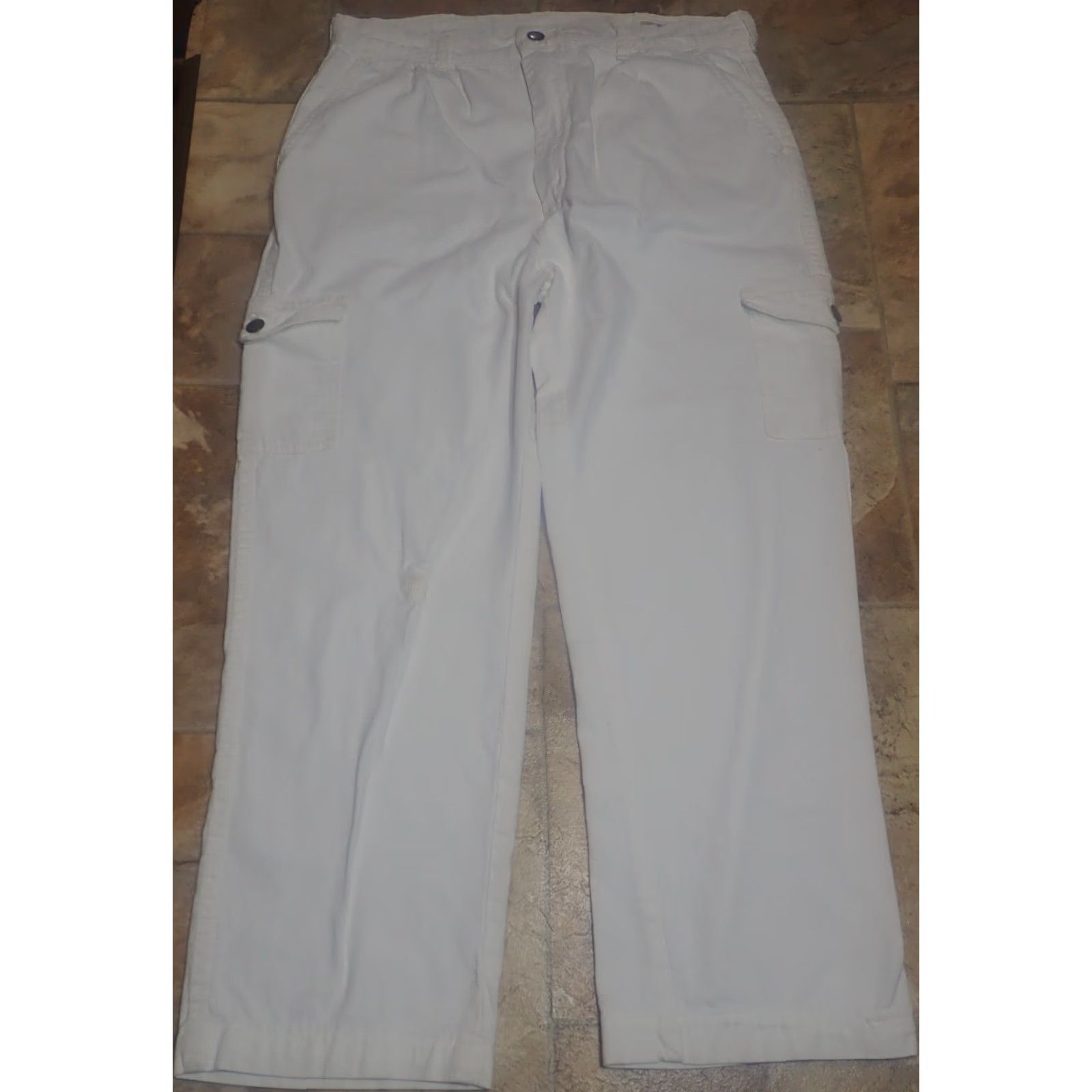 Denime Vintage DEE CEE Women's 1970s White Pleated Front Denim Cargo Jeans 32x25 Size 32" / US 10 / IT 46 - 2 Thumbnail