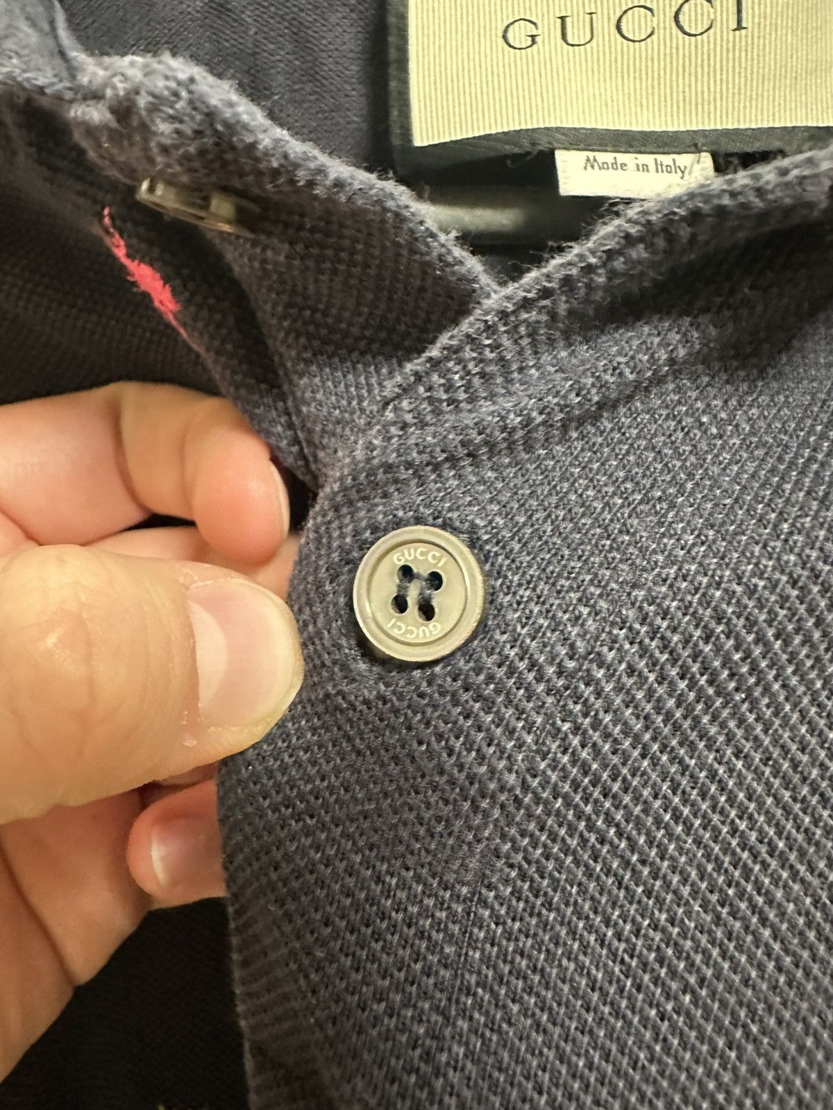 Gucci Gucci Dark Navy Bee Embroidered Pique Cotton Polo XXL Size US XXL / EU 58 / 5 - 5 Thumbnail
