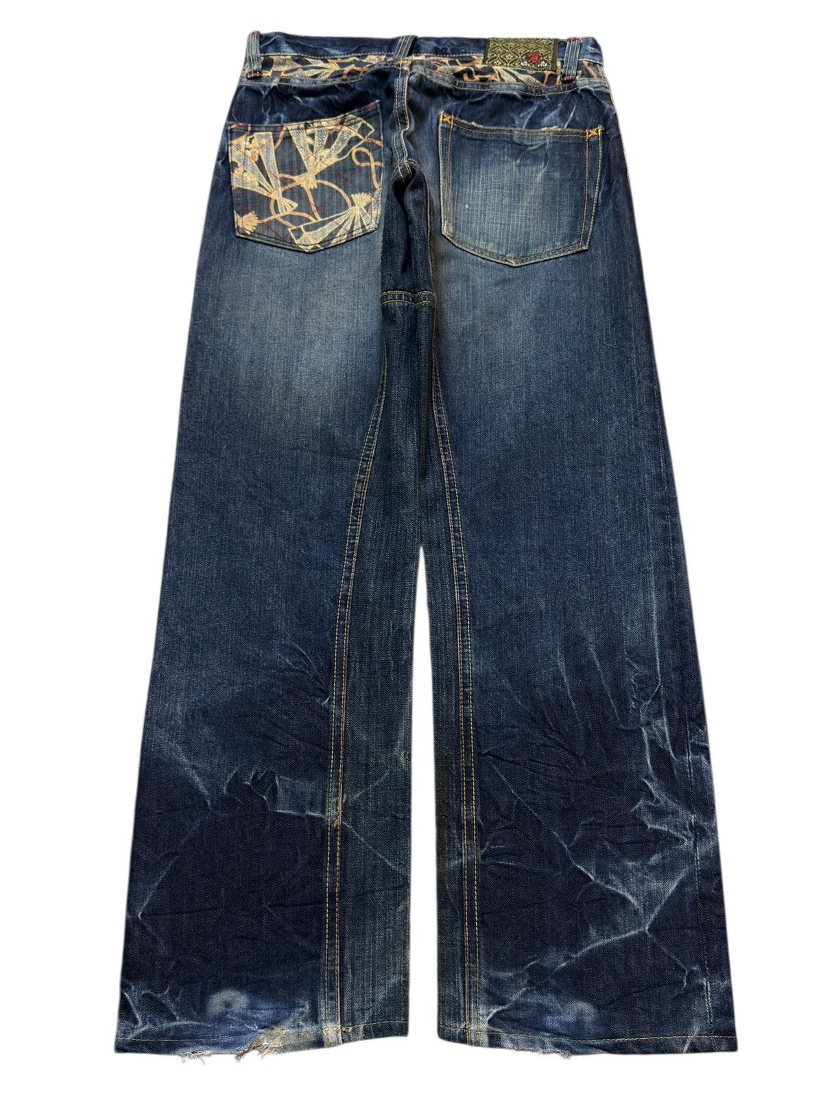 Eternal Vtg 90s Japan Eternal Faded Thunder Wash Distressed Wide Leg Size US 31 - 2 Thumbnail
