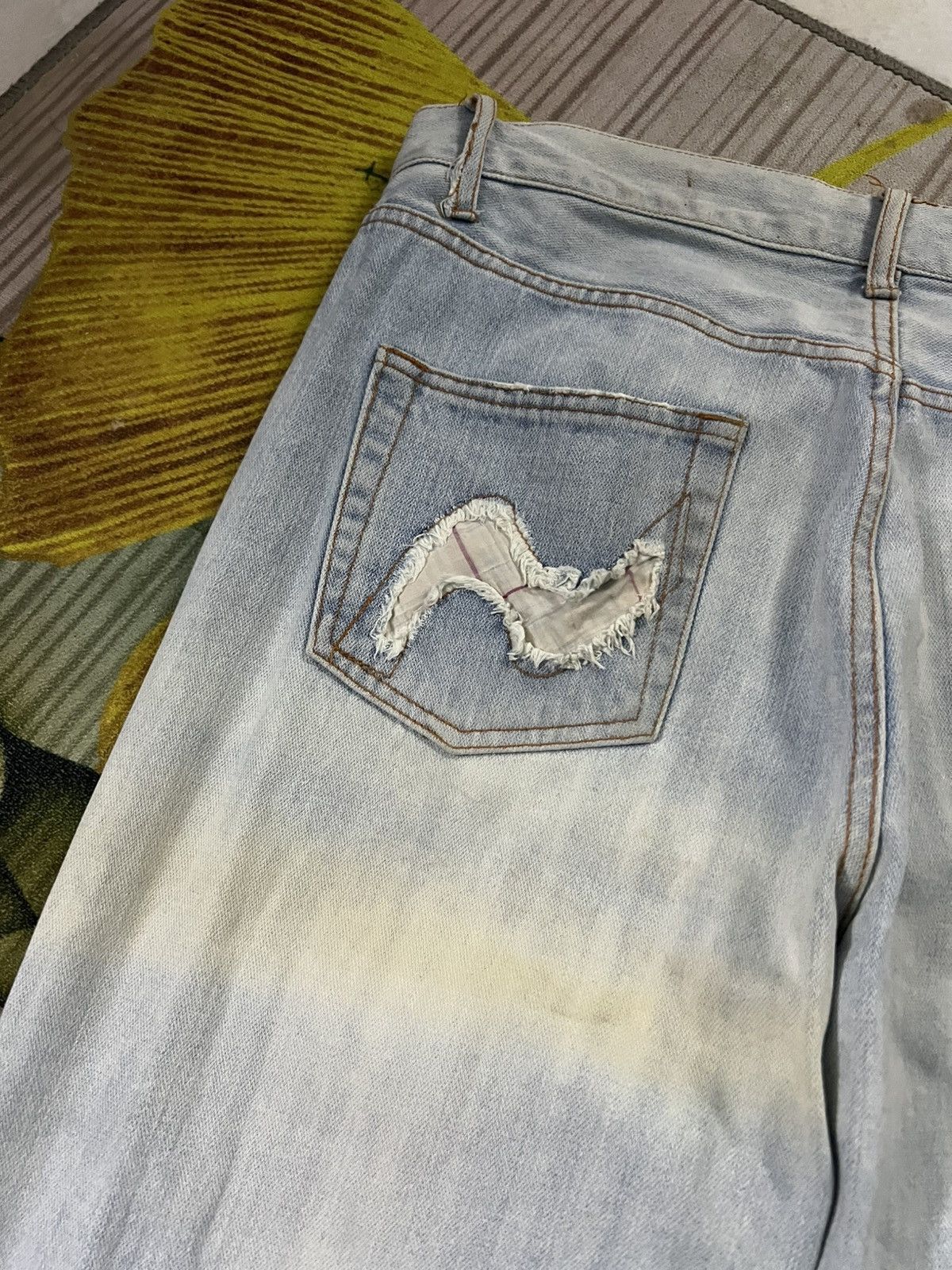 If Six Was Nine 💥Nylaus Distress Faded Jean Size US 33 - 19 Thumbnail