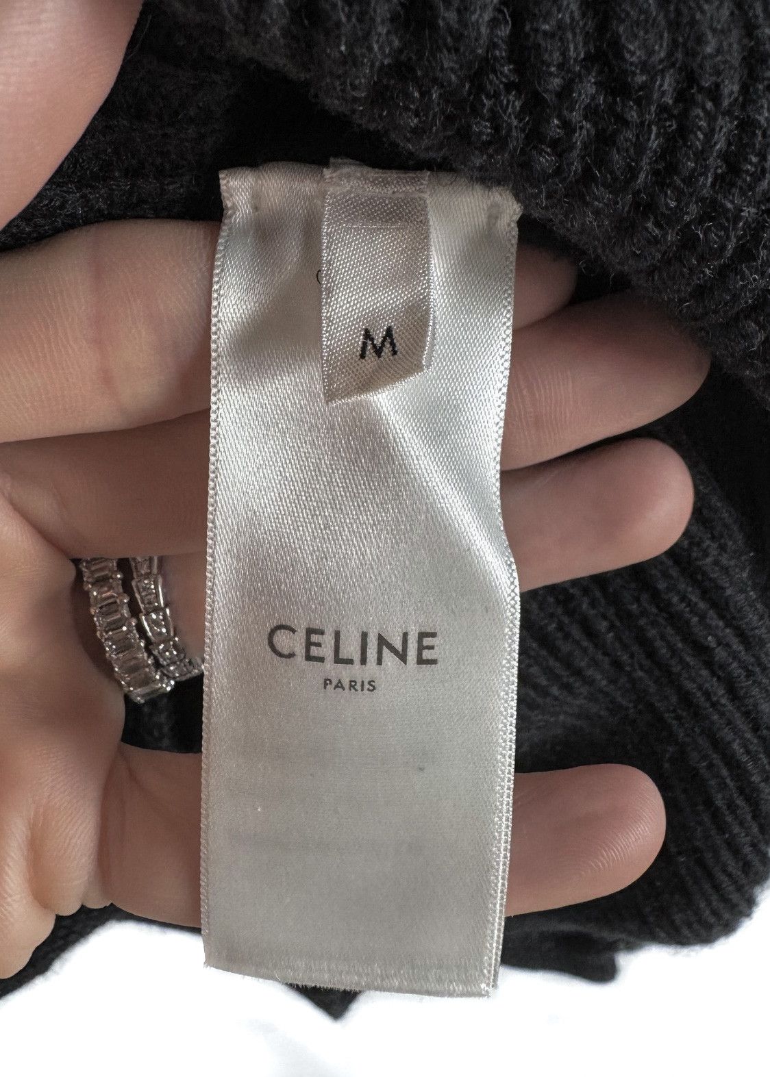 Celine Celine Black Ribbed Wool Triomphe Accent Sweater Size M / US 6-8 / IT 42-44 - 6 Thumbnail