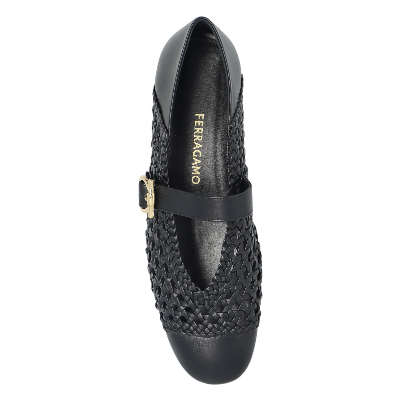 FERRAGAMO Nena Black Leather Ballerina Flats New & Authentic