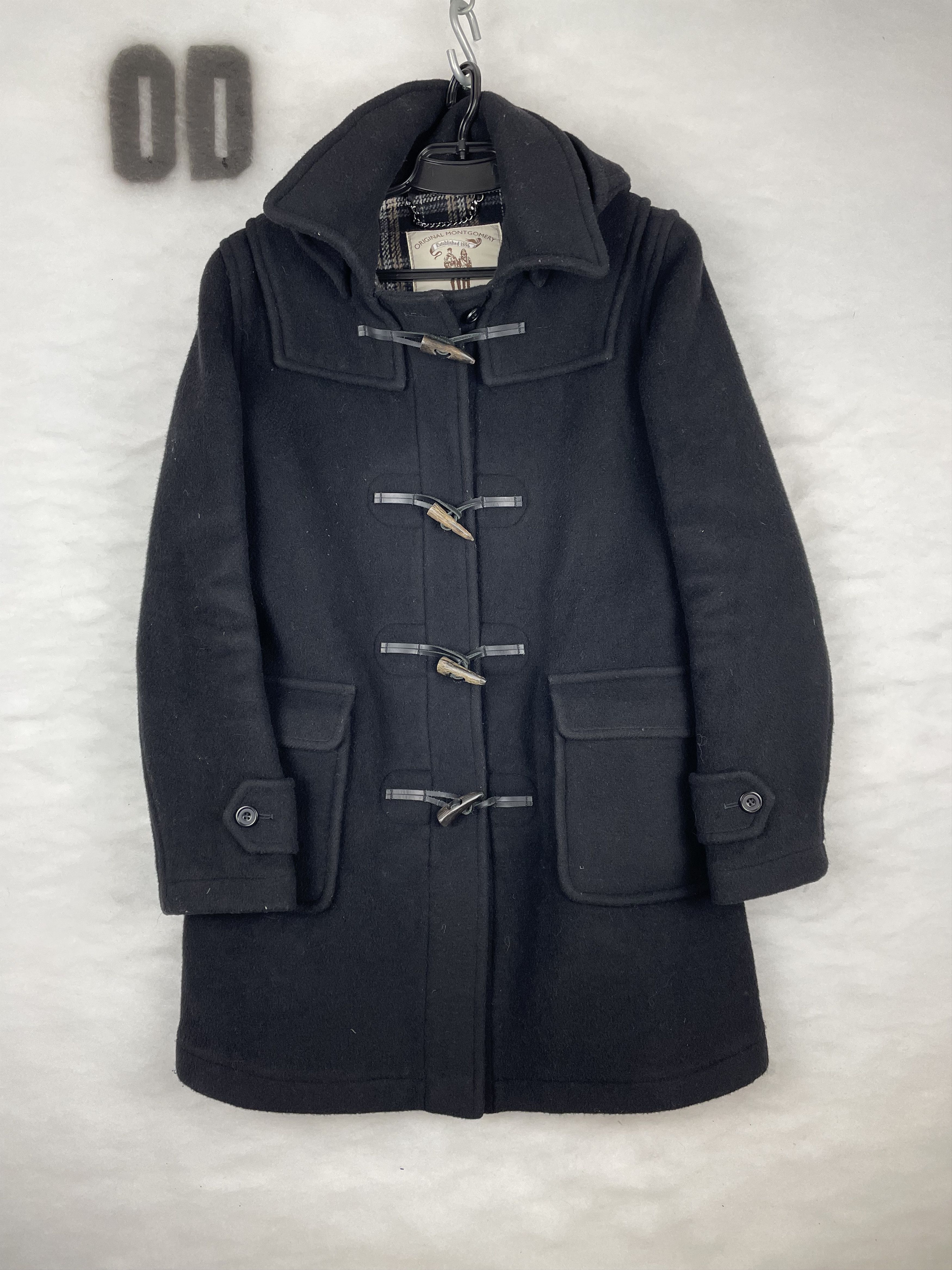 Original Montgomery Duffl Coat Black Wool Size 34 Women’s