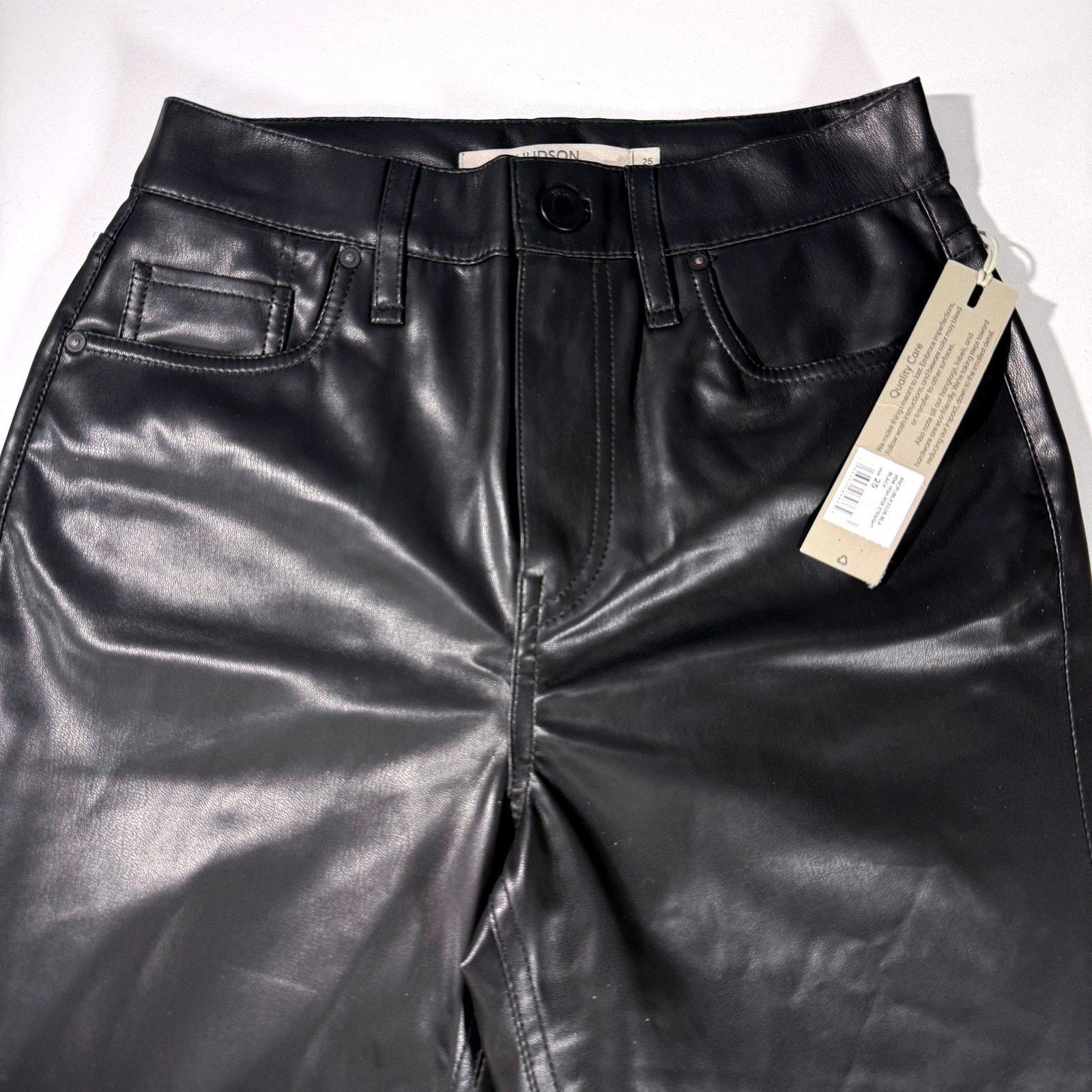 Hudson Hudson Remi High-Rise Black Vegan-Friendly Leather Pants Size 25" / US 0 / IT 36 - 4 Thumbnail