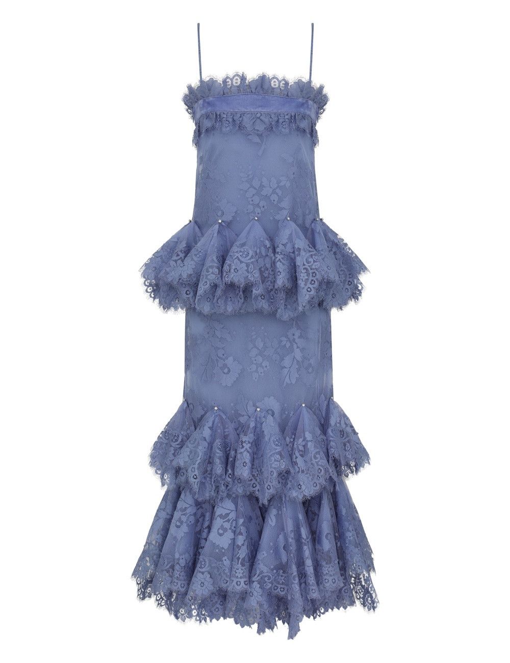 Zimmermann oc11z0925 Eden Lace Handkerchief Dress in Blue Size XS / US 0-2 / IT 36-38 - 1 Thumbnail