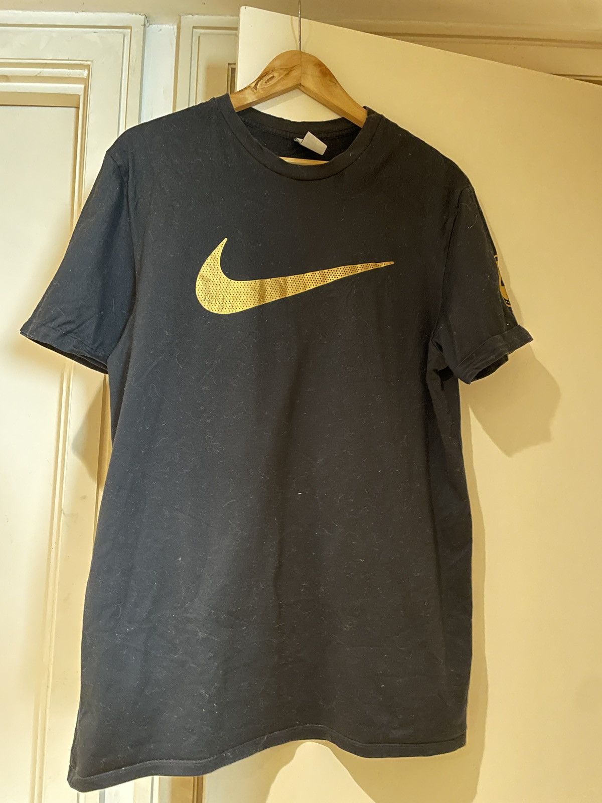 Nike Olivier Rousteing x NikeLab Black T-Shirt with Golden Swoosh Size US L / EU 52-54 / 3 - 6 Thumbnail