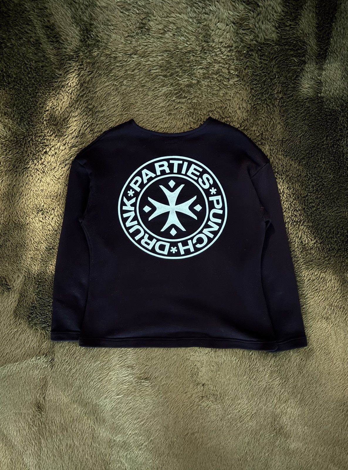Japanese Brand [1] Punch Drunk Parties Logo Print Terry Long Sleeve Black Size US XL / EU 56 / 4 - 6 Thumbnail