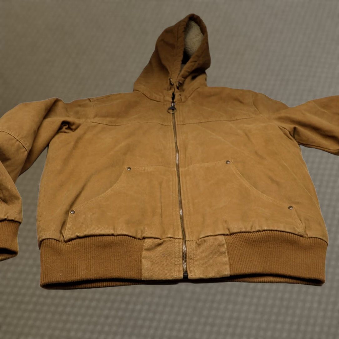 Vintage VINTAGE G.H. Bass & Co Jacket Men Medium Brown Canvas Duck Hooded Rugged Sherpa Lined Work Size US M / EU 48-50 / 2 - 1 Thumbnail