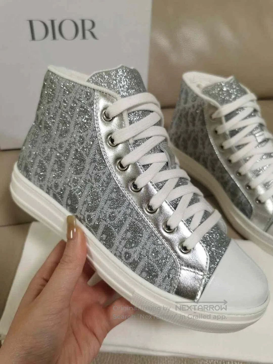 Dior Dior Sequin Embroidered Logo High-Top Shoes. Size US 4 / IT 34 - 2 Thumbnail
