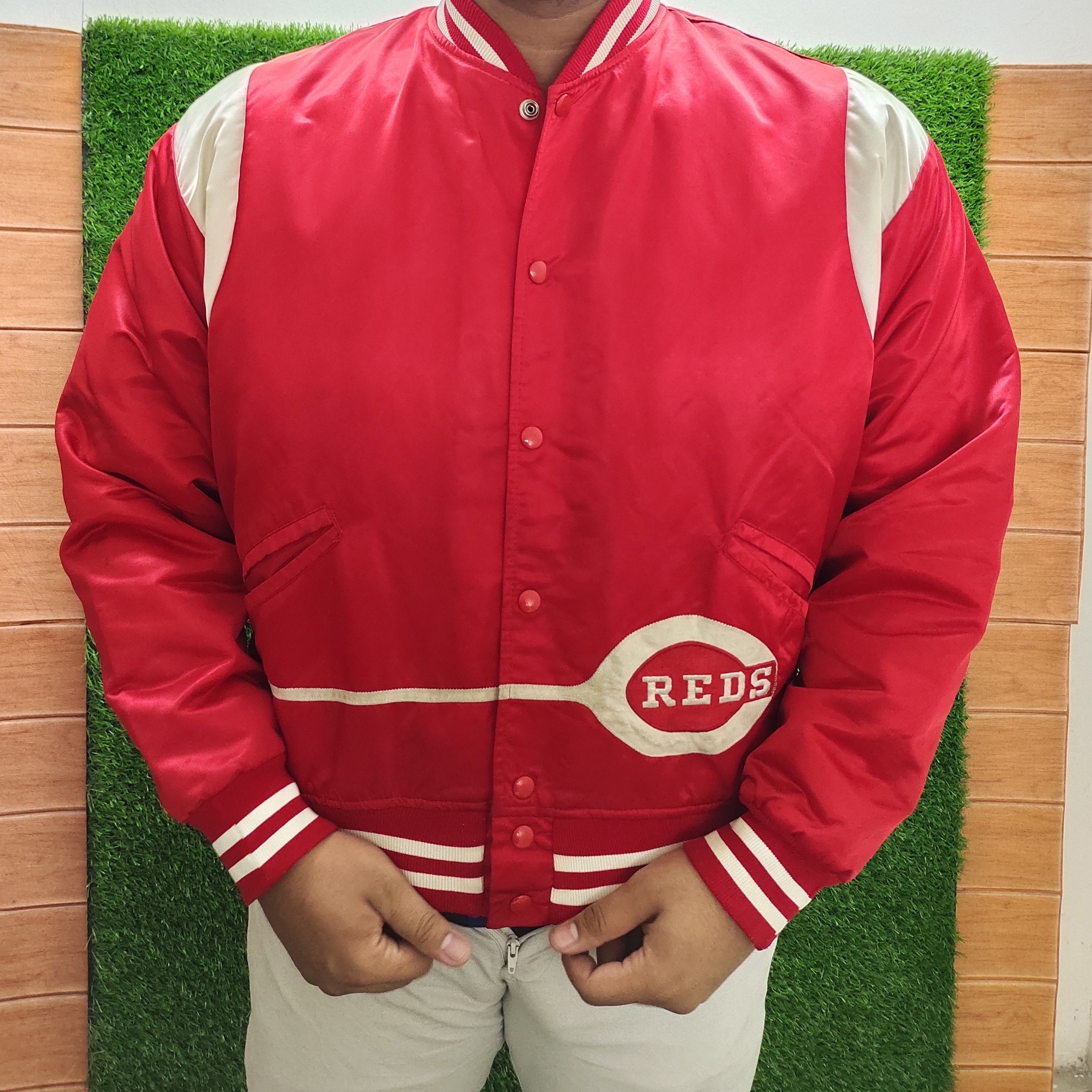 MLB 1980s Cincinnati Reds Baseball Team Mlb Nylon Satin Jacket Size US L / EU 52-54 / 3 - 4 Thumbnail