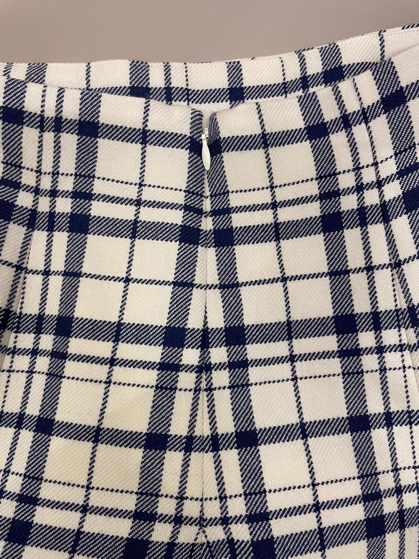 Other Christian Dior White Blue Plaid Wool Skirt F38 Size 27" / US 4 / IT 40 - 4 Thumbnail