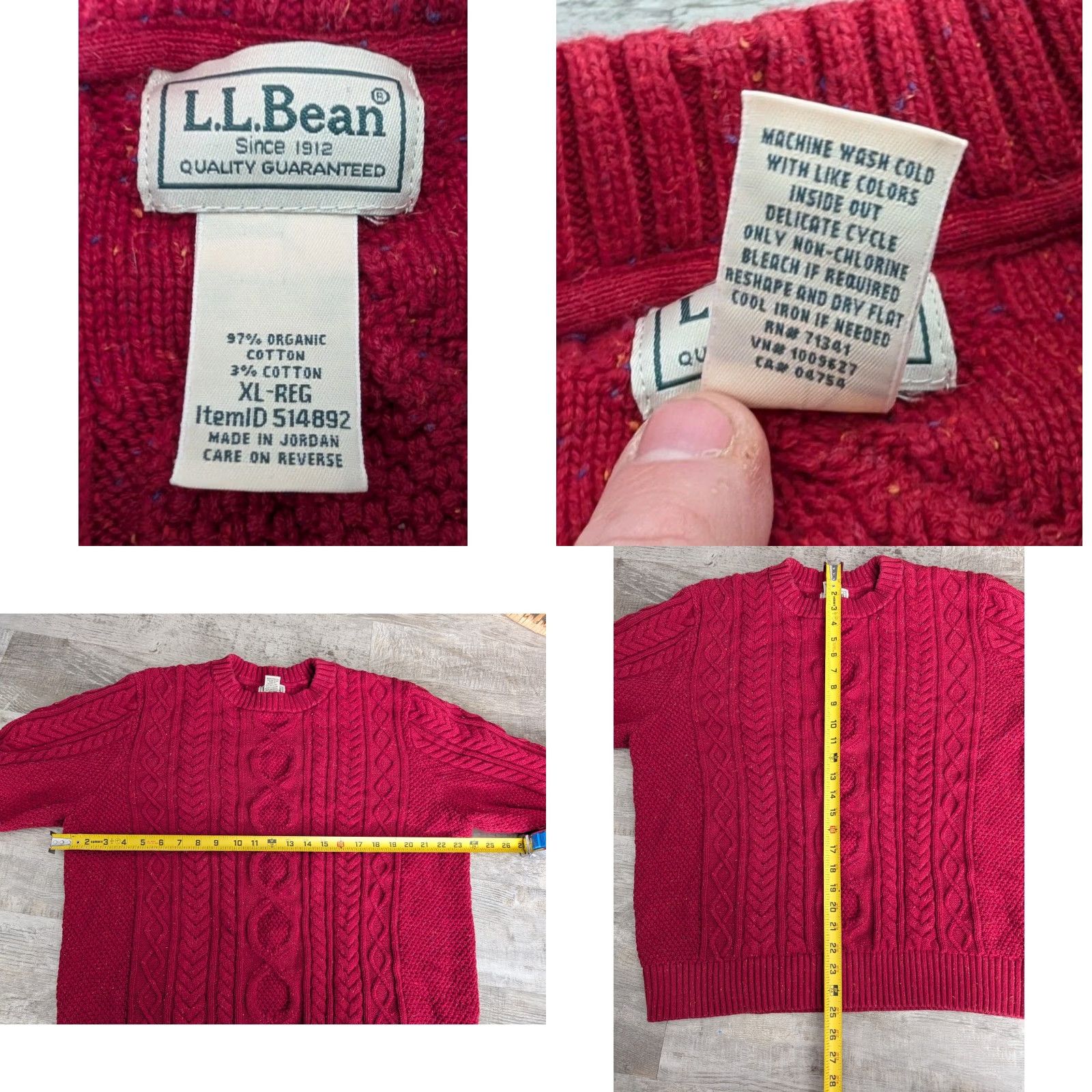 Vintage VINTAGE LL Bean Bean’s Heritage Soft Cotton Fisherman Sweater Crewneck Donegal Red XL Size US XL / EU 56 / 4 - 8 Thumbnail