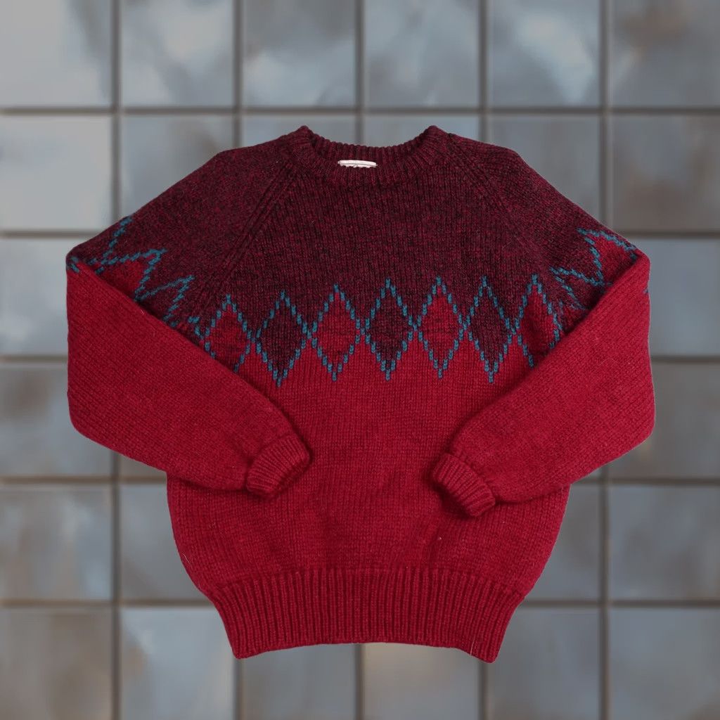 Gap VINTAGE Gap Sweater Mens Small Red Burgundy Wool Argyle Crewneck Knit 90s Size US S / EU 44-46 / 1 - 1 Thumbnail