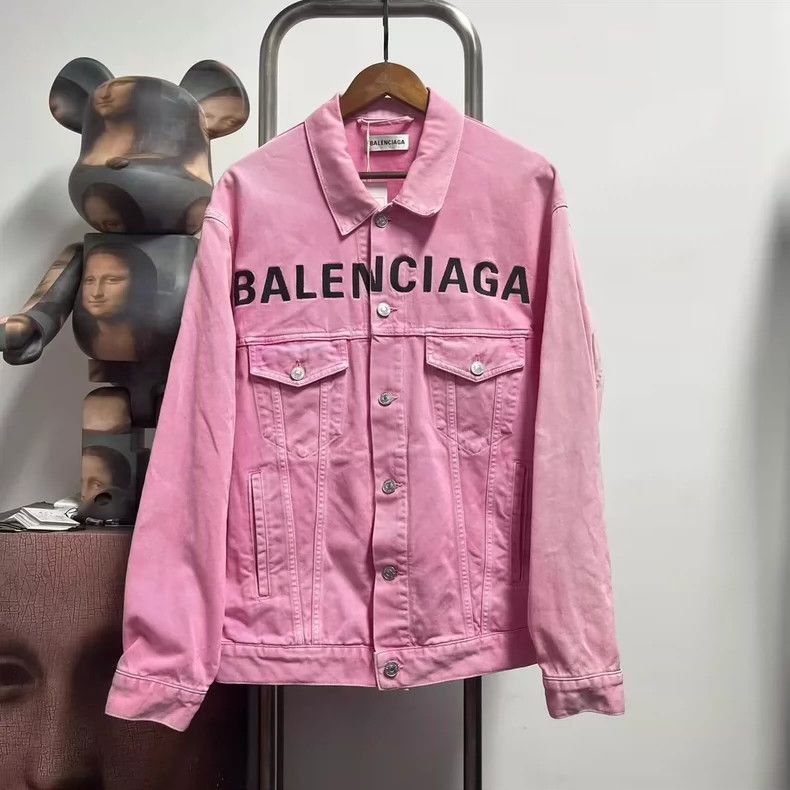 【関税＆送料込み】Balenciaga Pink Cotton Denim Jacket Balenciaga Denim Jacket XS
